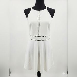 by & by White Sleeveless Eyelet-Trim A-Line Mini Dress
